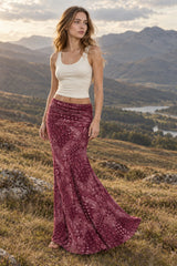 Slim Boho Print Fishtail Maxi Skirt