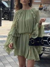 Resort Style Pleated Tiered Ruffle Mini Dress