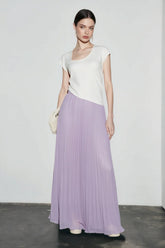 Chiffon Pleated Flowing Maxi Skirt
