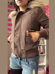 Fur-Collar Hooded Jacket