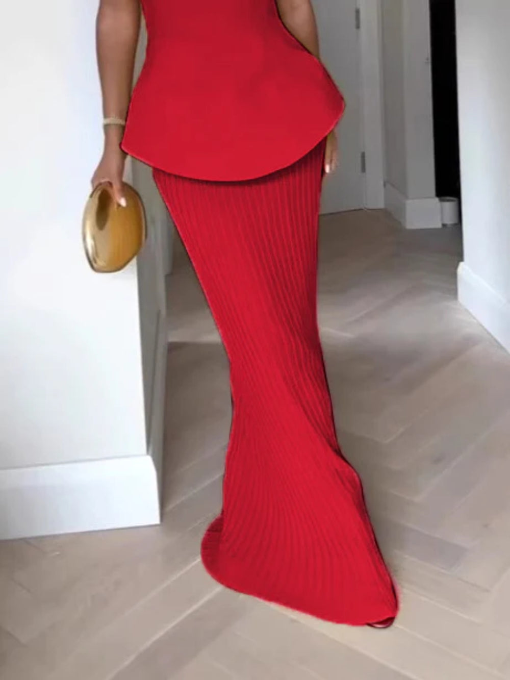 Tube Top Pleated Skirt Set