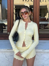 Yellow Knit Button Cardigan