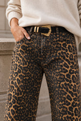 Leopard Chic Straight Leg Jeans