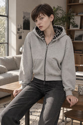 Reversible Leopard Print Zip Loose Vintage Hoodie