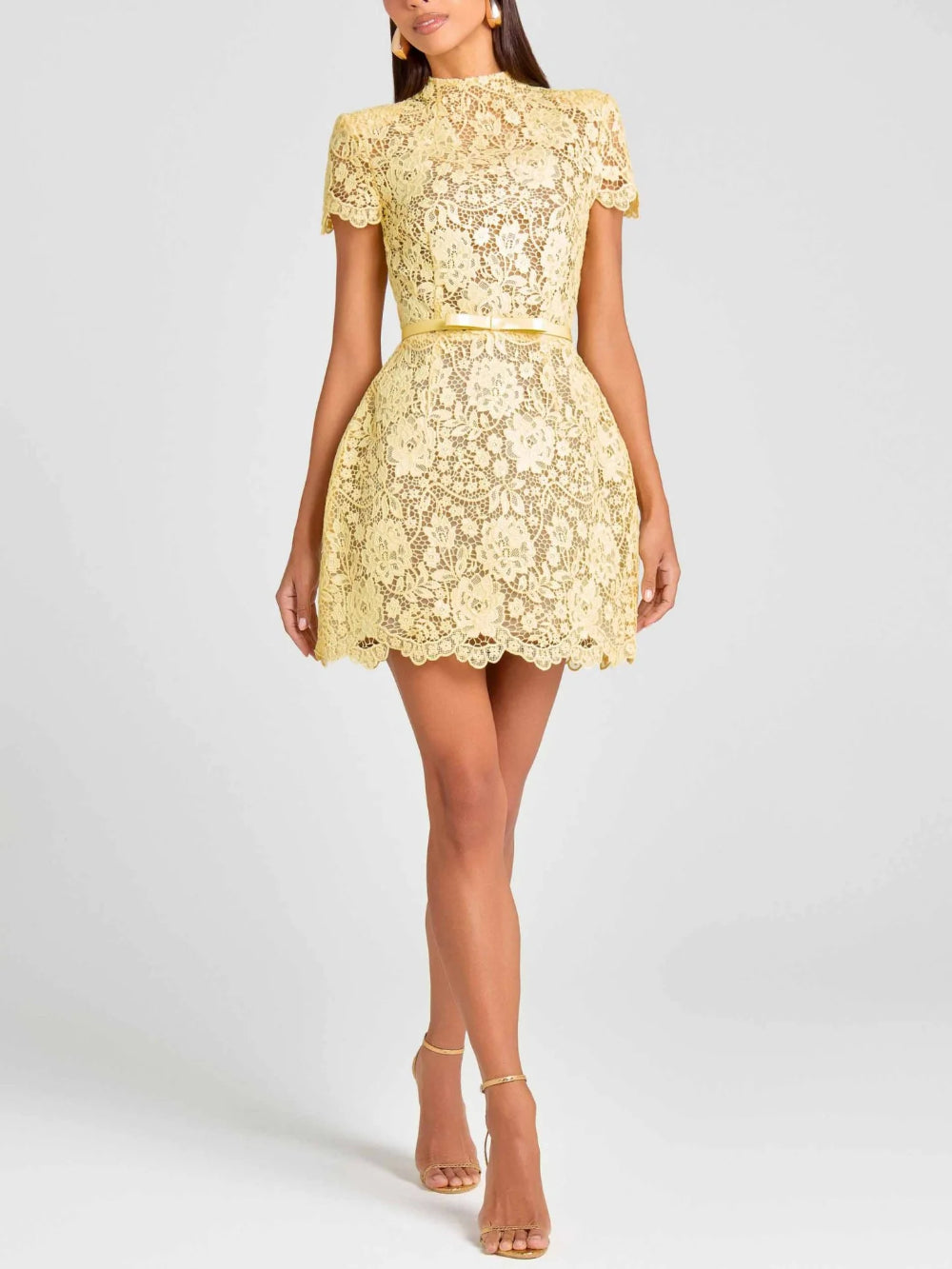 Sexy Lace Trimmed Round Neck Dress