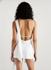 Deep V Backless Ribbon Cocktail Dress