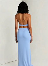 Creative Sleeveless Halter Backless High-Waist Maxi Dress