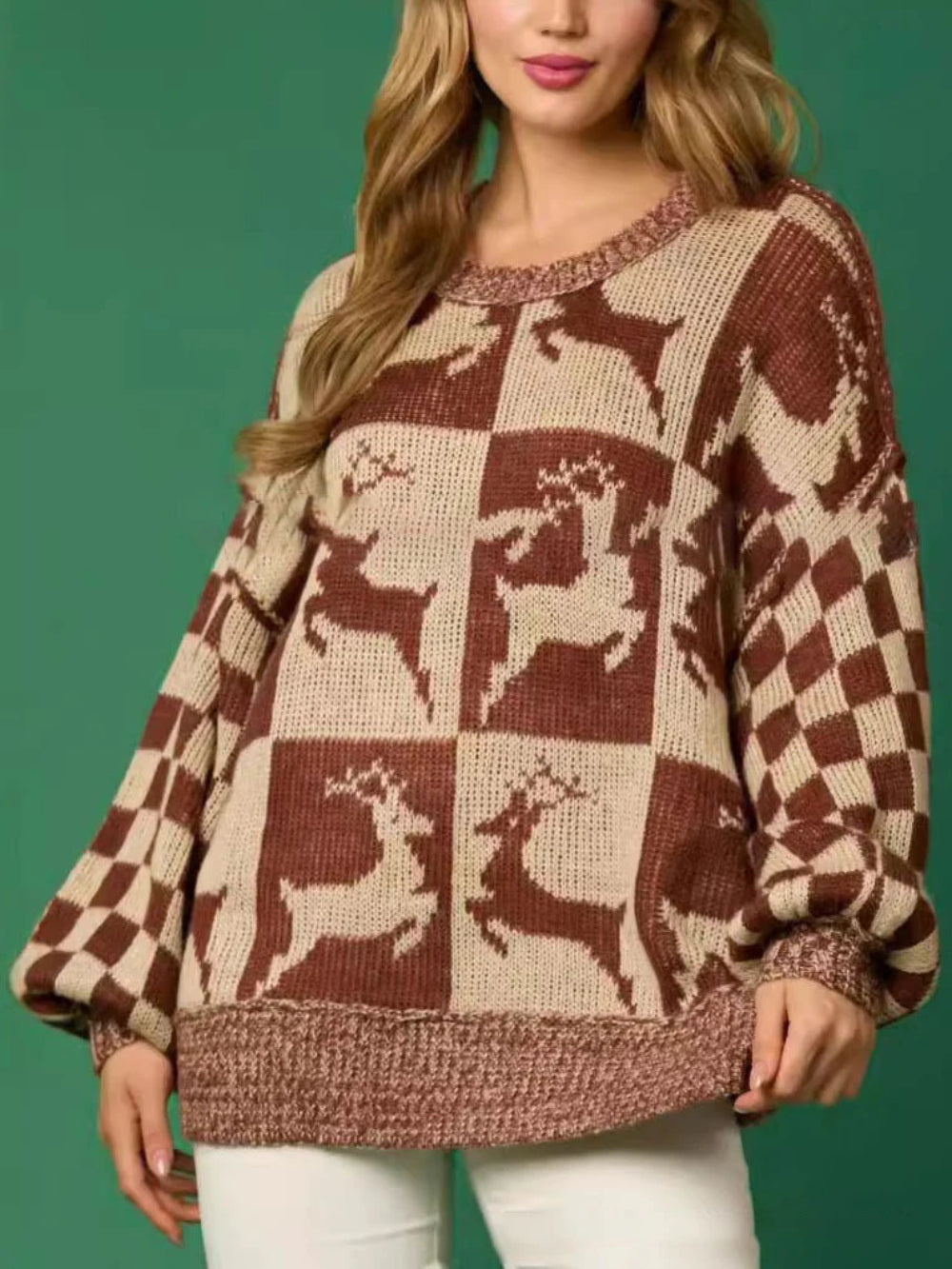Casual Elk Pattern Knit Sweater