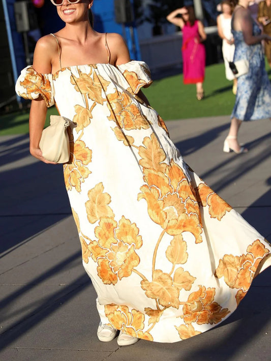 Floral Print Sling Maxi Dress