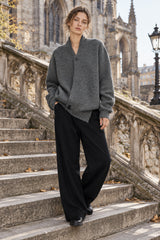 Chunky Knit Cross Button Sweater