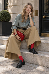 Loose Khaki Maxi Skirt