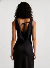 Satin Bodycon Backless Fish Maxi Dress