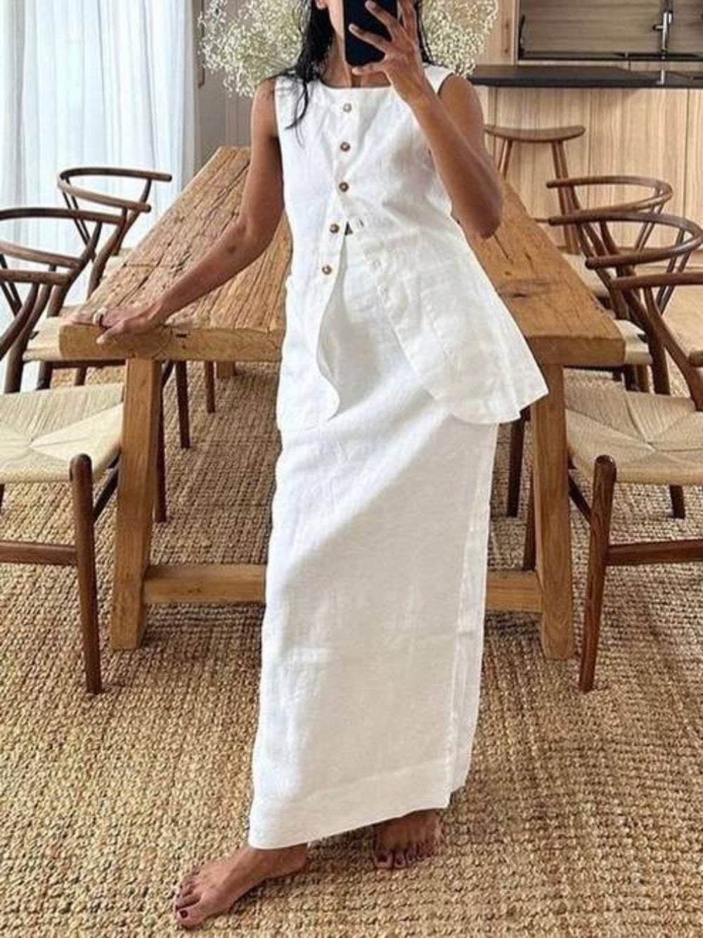 Square Neck Vest & Skirt Set