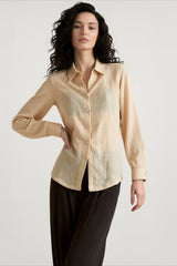 Linen Sheer Button Down Blouse