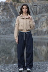 Quick Dry Cargo Wide Leg Cuffed Pants