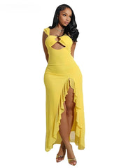 Hollow Out Ruched Patchwork Dress