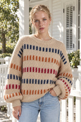 Open Knit Multicolor Stripe Sweater