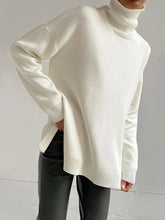 Turtleneck Sweater with Side Slit