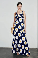 Bohemian Print V Neck Cami Slit Vacation Dress