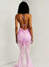Sequin Mermaid V Neck Maxi Dress