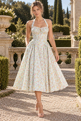 Adabella Cotton Stylish Halter Midi Sundress