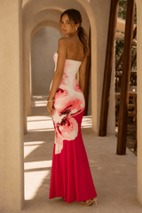 Sexy Bandeau Mermaid Floral Print Maxi Dress