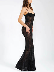 Leopard Print Sheer Plunge Bodycon Cami Dress