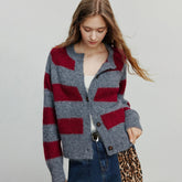 Striped Colorblock Knit Cardigan