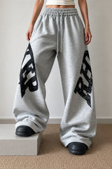 Oversized Letter Print Wide Leg Pants