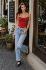 Lace Panel Tie Sexy Cami Top