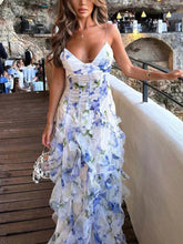 Fashion Floral Print Ruffled Dress