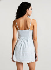 Lace Patchwork Hollow Ruffle Cami Mini Dress