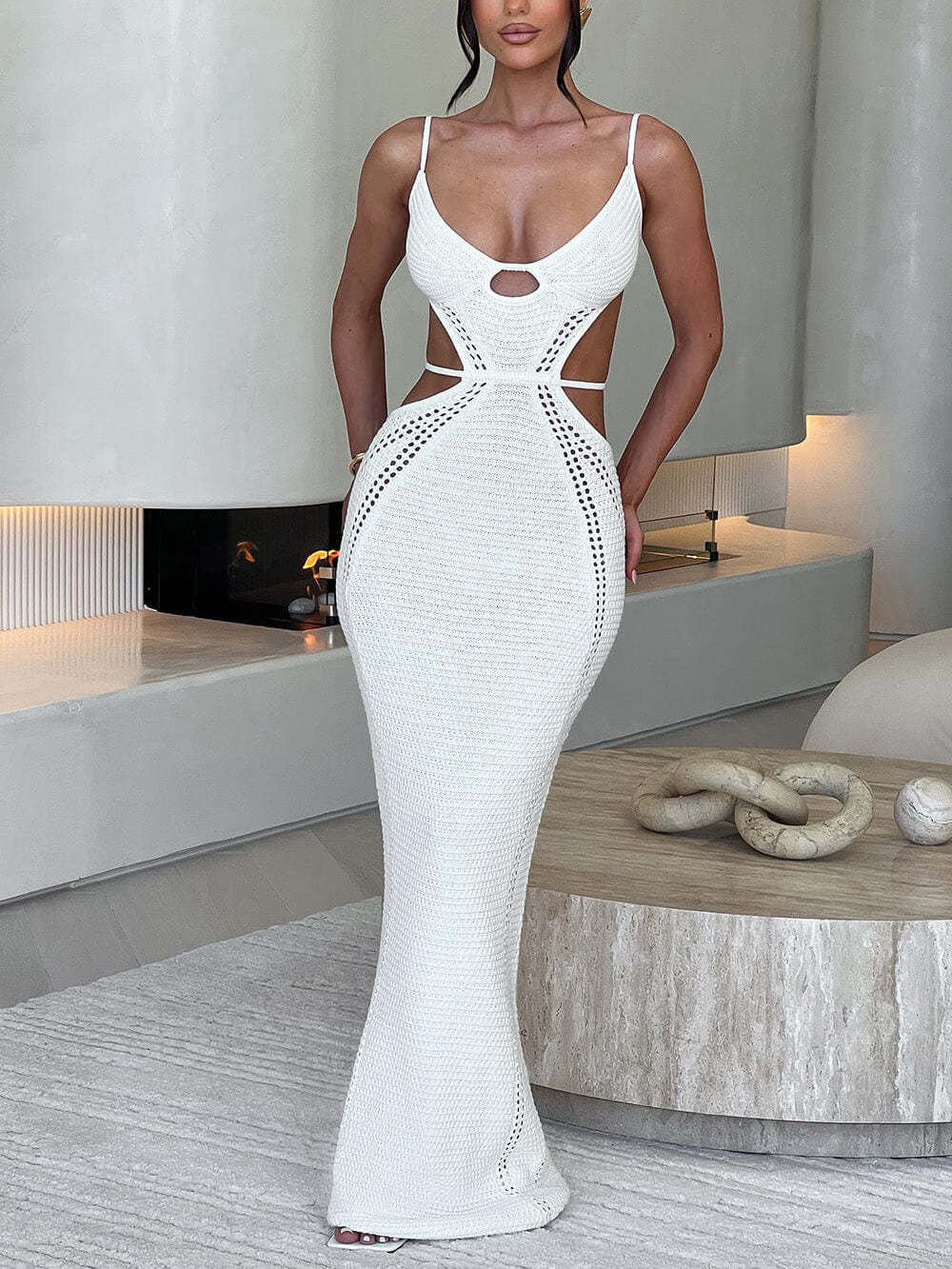 Backless Wrap Chest Midi Dress