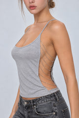 Chain Cut Out Backless Crossover Cami Top