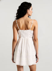 Lace Patchwork Hollow Ruffle Cami Mini Dress