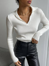 Polo Collar Slim Fit Ribbed Sweater