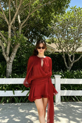 Ruffled Full Sleeve Mini Dress