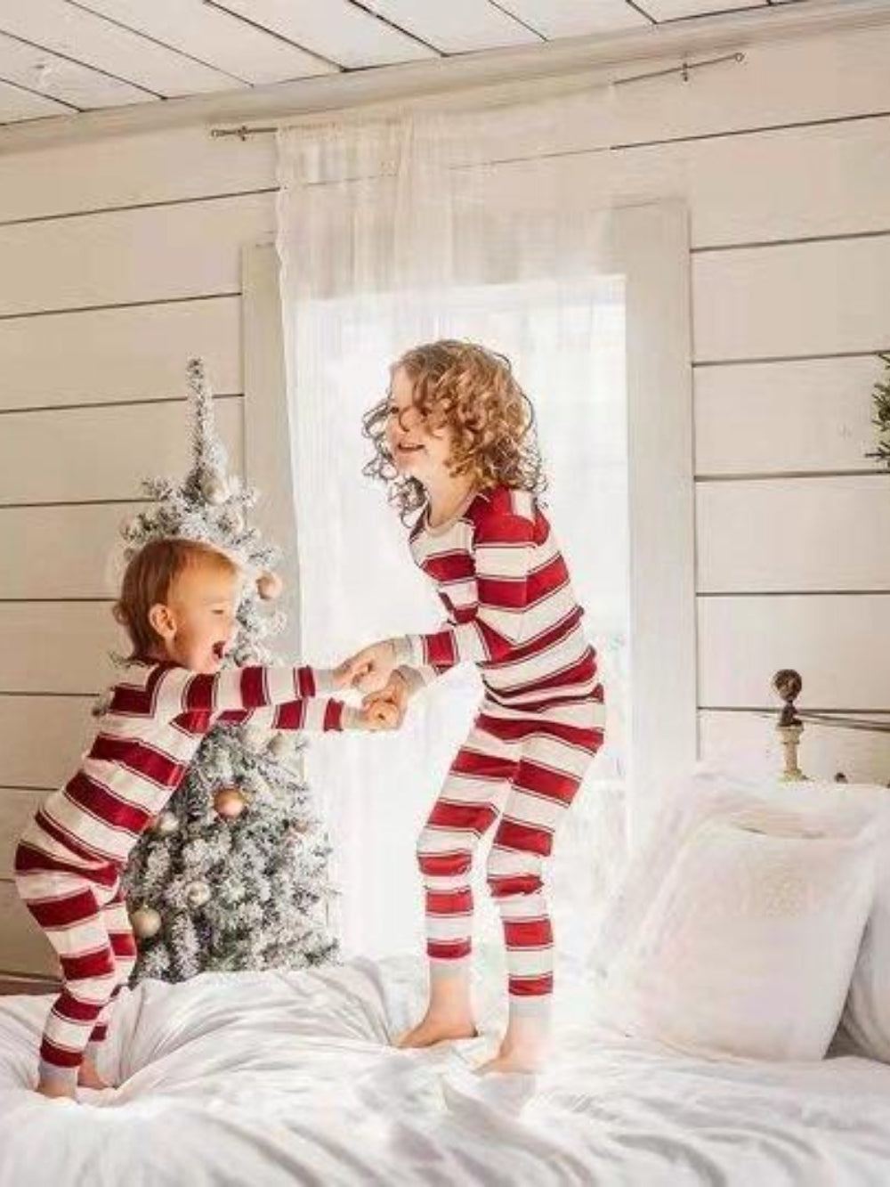 Red White Stripe Matching Pajamas