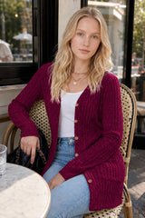 Brushed Ribbed Long Sleeve Cardigan