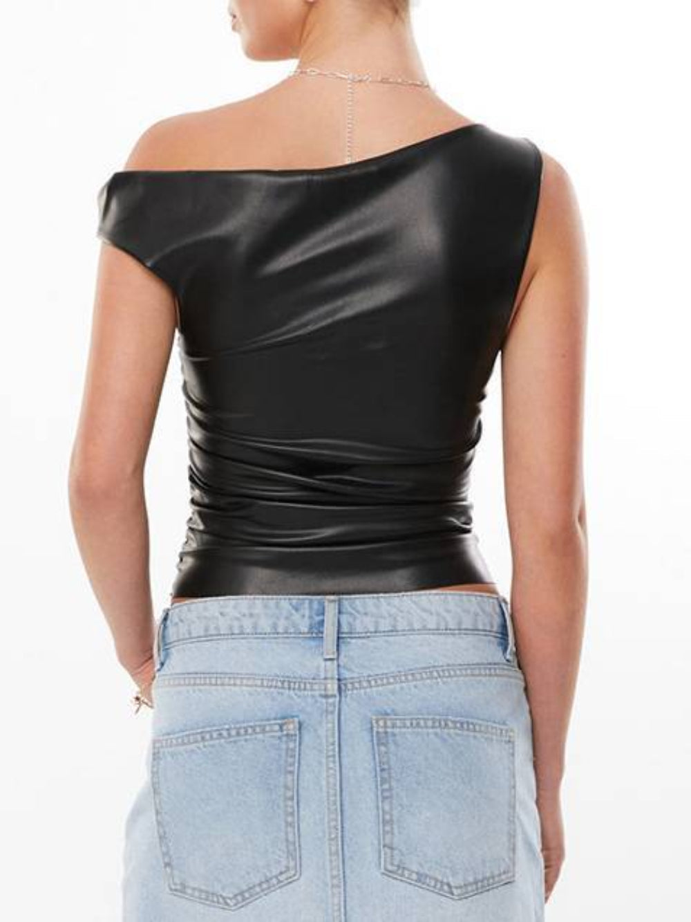 Faux Leather Twist Crop Top