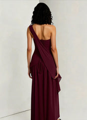 Solid Bustier High Slit Formal Dress