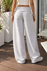 Foldover Waist Relaxed Wide Leg Pants