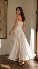 Ruffled High Waist A Line Belted Side Pocket Elegant Skirt