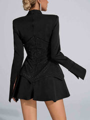 Sequin Long Sleeve Round Neck Mini Dress