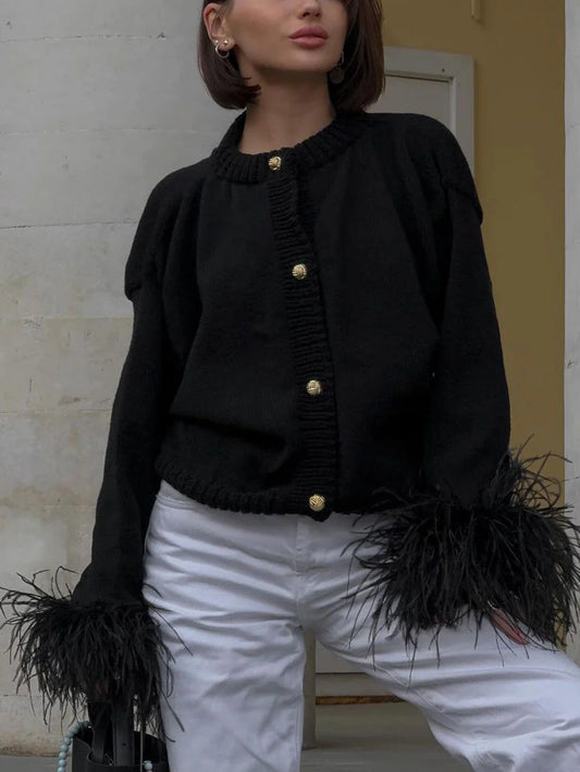 Casual Feather Splice Sweater