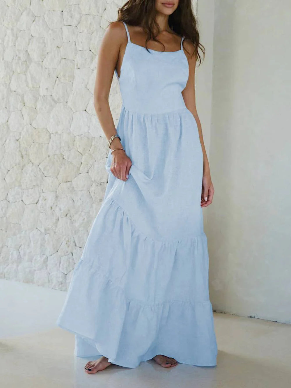 Backless Tie-Back Maxi Cami Dress