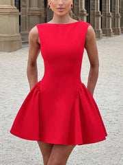 Elegant Open Back Ruched Mini Dress