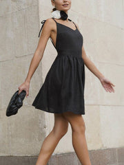 Backless Suspender High Waist Mini Dress