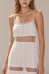 Textured Floral Cutout Spaghetti Strap Vacation Dress