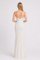 Boned Sequin Embroidered Formal Dress